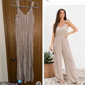 TAKE ME BACK BROWN STRIPE JUMPSUIT sz S * NEW*